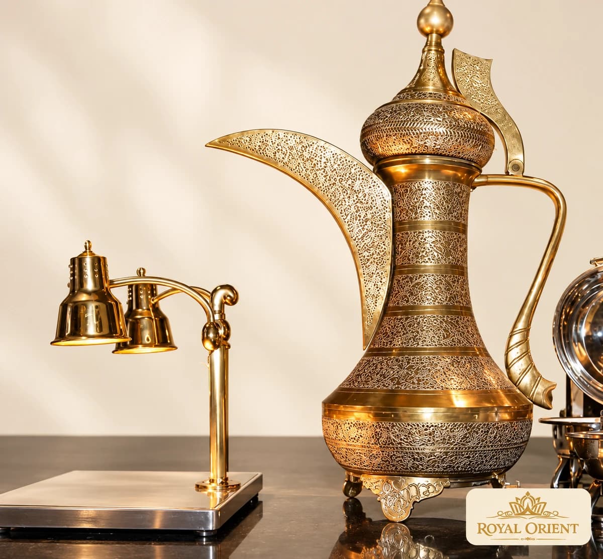 Decorative brass dallah