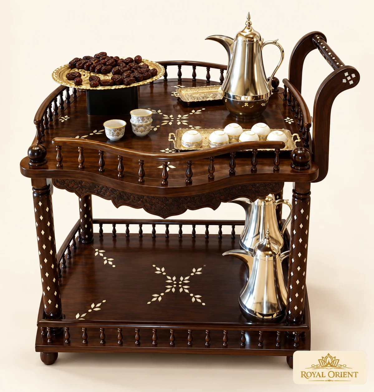 Round Wooden Service Trolley