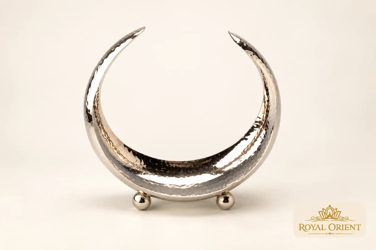 Silver crescent-shaped dates tray
