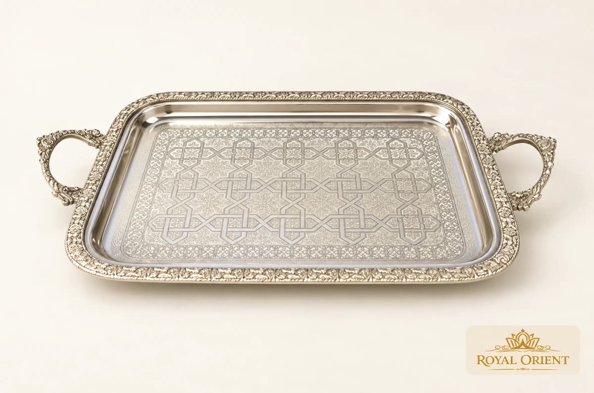 Rectangular Arabic Tray with Handles