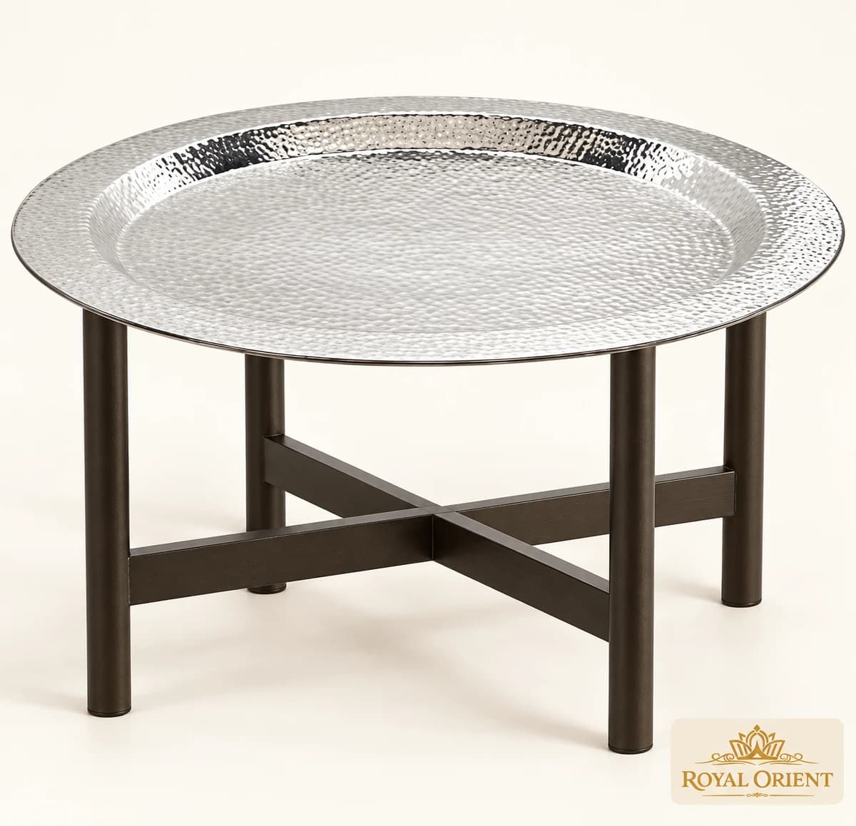 Nickel Hammered Tray Table